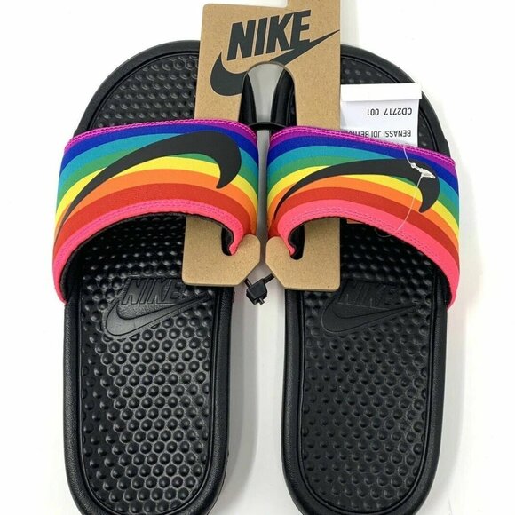 Nike Benassi JDI BETRUE Slide Sandals Men Size 11 Black Rainbow LGBTQ CD2717-001 main image 8